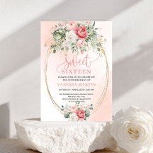 Convite de Sweet Sixteen em Dourado Blush Digital 