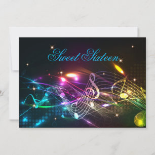 Convite de Sweet Sixteen Luzes de Neon Brilhantes 