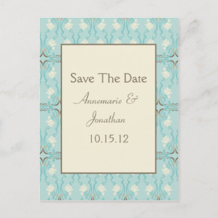 Convite de Teal Azul Aqua Creme Floral Save The Da