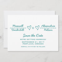 Convite de Teal Heart Equation Save the Date