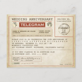 convite de telegrama de aniversário de casamento v