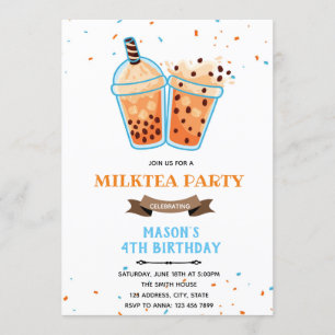 Convite de tema de aniversário de menino de chá de