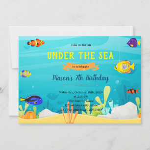 Convite de tema de aniversário do peixe arco-íris