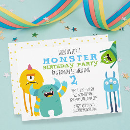 Convite de Tema de Festa de aniversário Monster