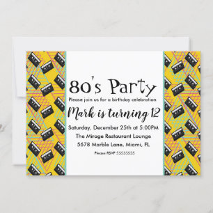 Convite de Tema de Festa Retro dos Anos 80