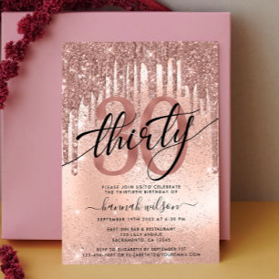 Convite de Tendência Dourada para Rosa de aniversá