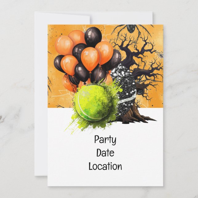 Convite de tênis Halloween Party Plates (Frente)