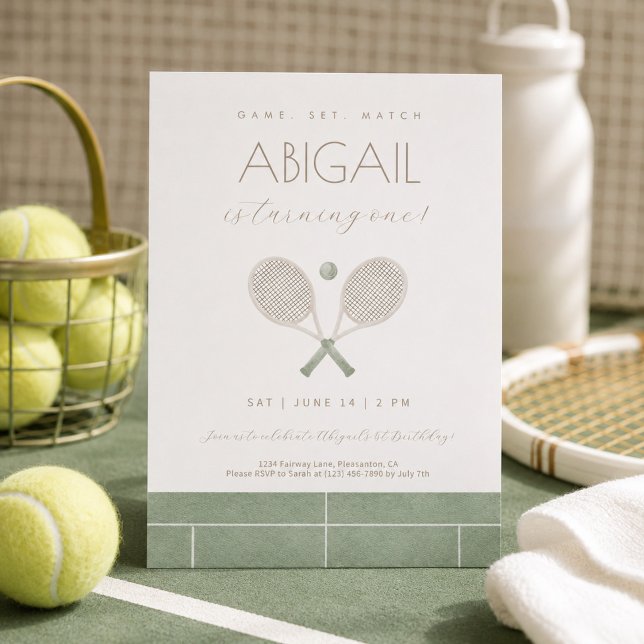 Convite de Ténis Sage Green Game Set Match (Criador carregado)