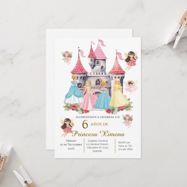 Convite de Terceiro Aniversário da Princesa em Seu (Frente/Verso In Situ)