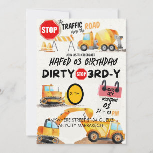 Convite de Terceiro Aniversário Dirty 3rd-Y
