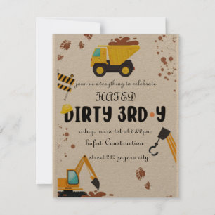 Convite de Terceiro Aniversário Dirty 3rd-Y