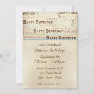 Convite de Texto de Aniversário