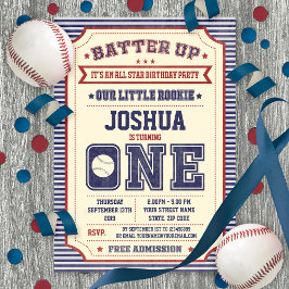 Convite de Tíquete de Baseball de primeiro anivers