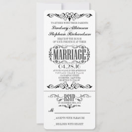 Convite de Tíquete de casamento vintage