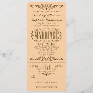 Convite de Tíquete de casamento vintage
