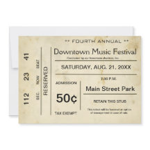 Convite de Tíquete de Entretenimento Vintage com D