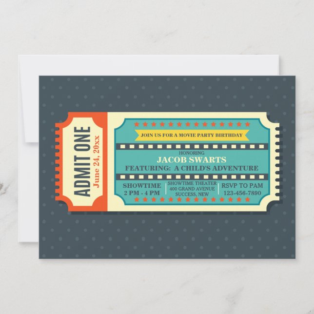 Convite de Tíquete de Filme (Frente)
