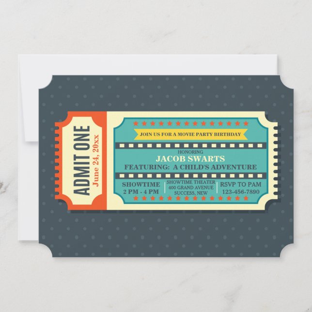 Convite de Tíquete de Filme (Frente)