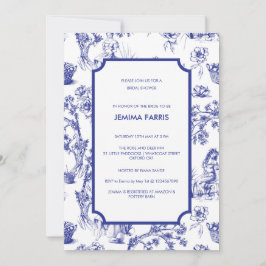 Convite de Toile de Jouy Azul e Branco