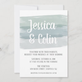 Convite de Traço de Pincel de Aquarela de Casament