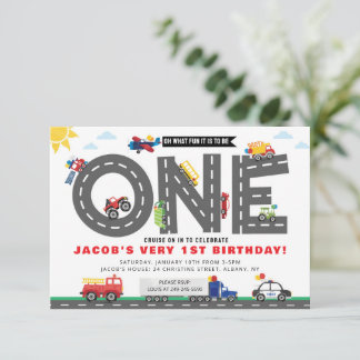 Convite de Transporte para o Primeiro Aniversário