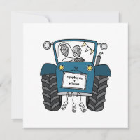 Convite de Trator Azul de Casamento de País Person
