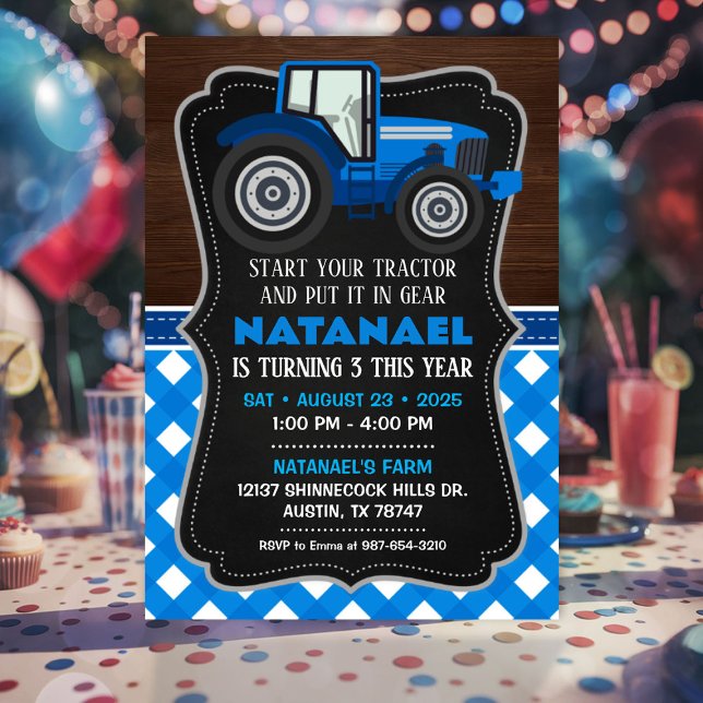 Convite de trator para Festa de aniversário de Faz (Tractor Invitation for Farm Birthday Party)
