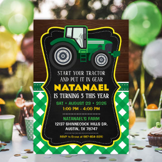 Convite de trator para Festa de aniversário de Faz