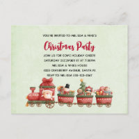 Convite de Trem de Natal Vintage Fofo com Brinqued