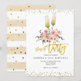 Convite de Trinta Anos para Brindar Moderno Dourad