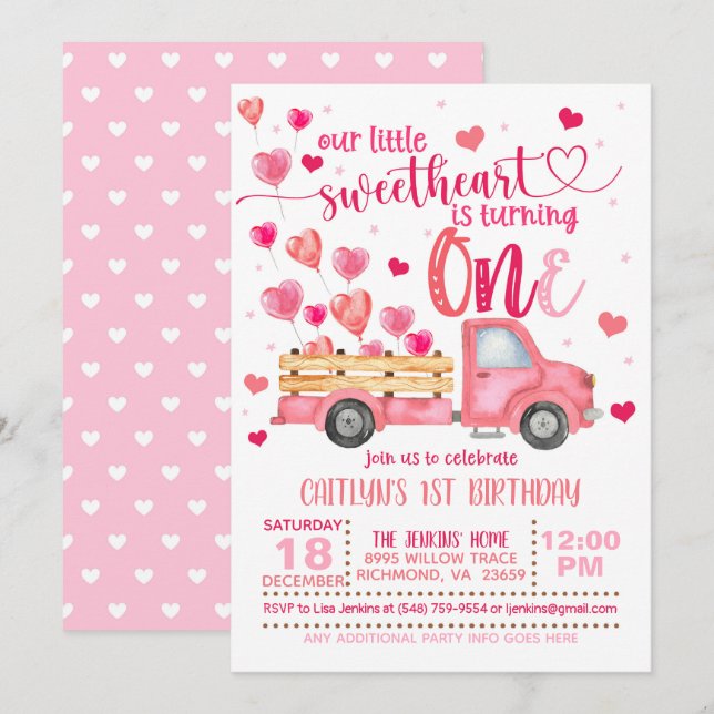 Convite de Um Aniversário da Nossa Pequena Querida (Frente/Verso)