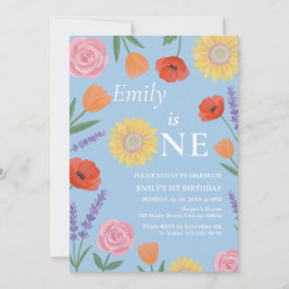 Convite de Um Ano de Flores em Aquarela