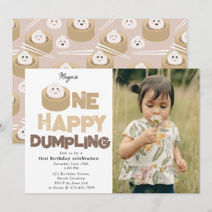 Convite de um Dumpling Feliz para 1º Aniversário F