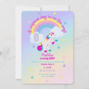 Convite de Unicórn de Aniversário Personalizável