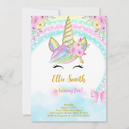 Convite de Unicórnio Floral
