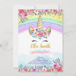 Convite de Unicórnio Mágico Vermelho