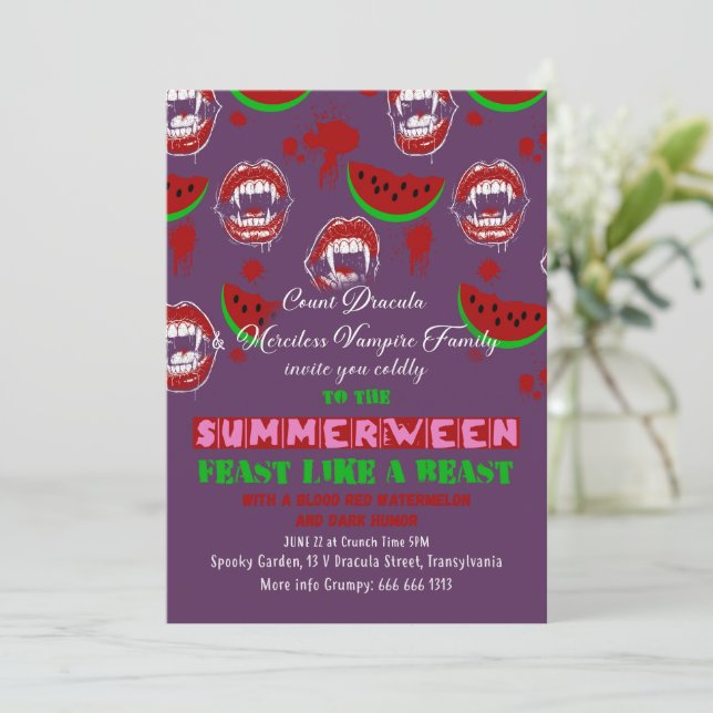 Convite de Verão Assombrado para Festa de Summerwe (Em pé/Frente)