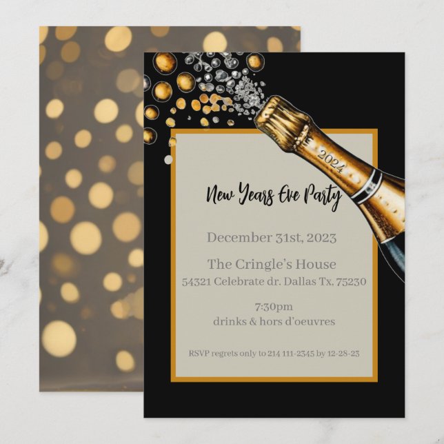 Convite de véspera de ano novo (Frente/Verso)