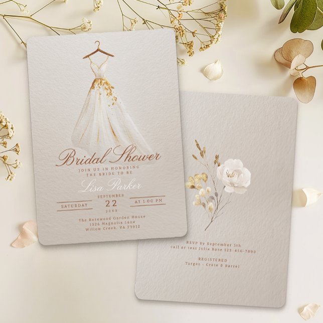 Convite de Vestido de Chá de Noiva de Outono com F (Bridal Shower Invite)
