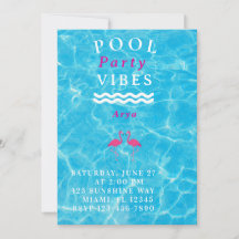 Convite de Vibrações de Festa de Piscina Personali