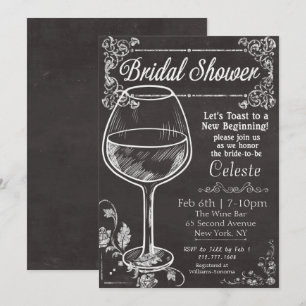 Convite De Vinho De Chalboard De Chá de panela