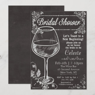 Convite de Vinho de Chalkboard de chá de panela