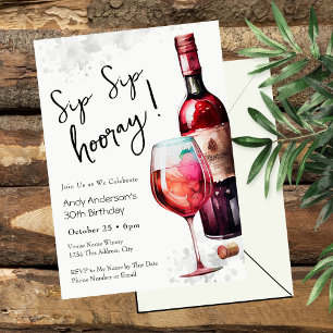 Convite de Vinho do 30º Aniversário Sip Sip Hooray