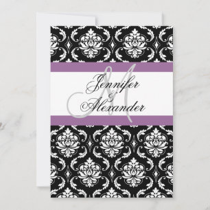 Convite De Volta A Casar Monograma Roxo Damask