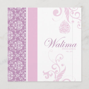 Convite de Walima - casamento islâmico cor-de-ros