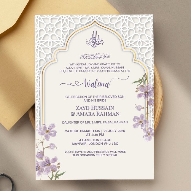 Convite de Walima com Arco Islâmico Elegante | Rox (Criador carregado)
