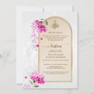 Convite de Walima Luxuoso   Hortênsias em Aquarela