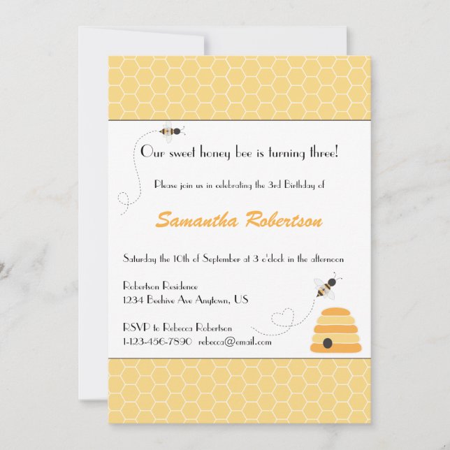 Convite de zumbido do aniversário das abelhas (Frente)