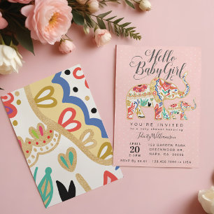 Convite decorativo elegante do chá de fraldas do