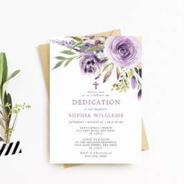 Convite Dedicação Floral Rosa Roxa